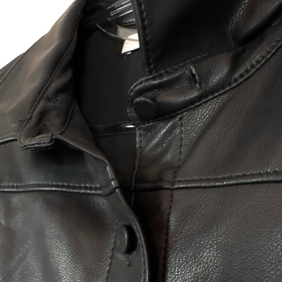 Rebecca Taylor RTR Faux Leather Buttoned Long Sleeve Romper Black Size 4 - Picture 6 of 11